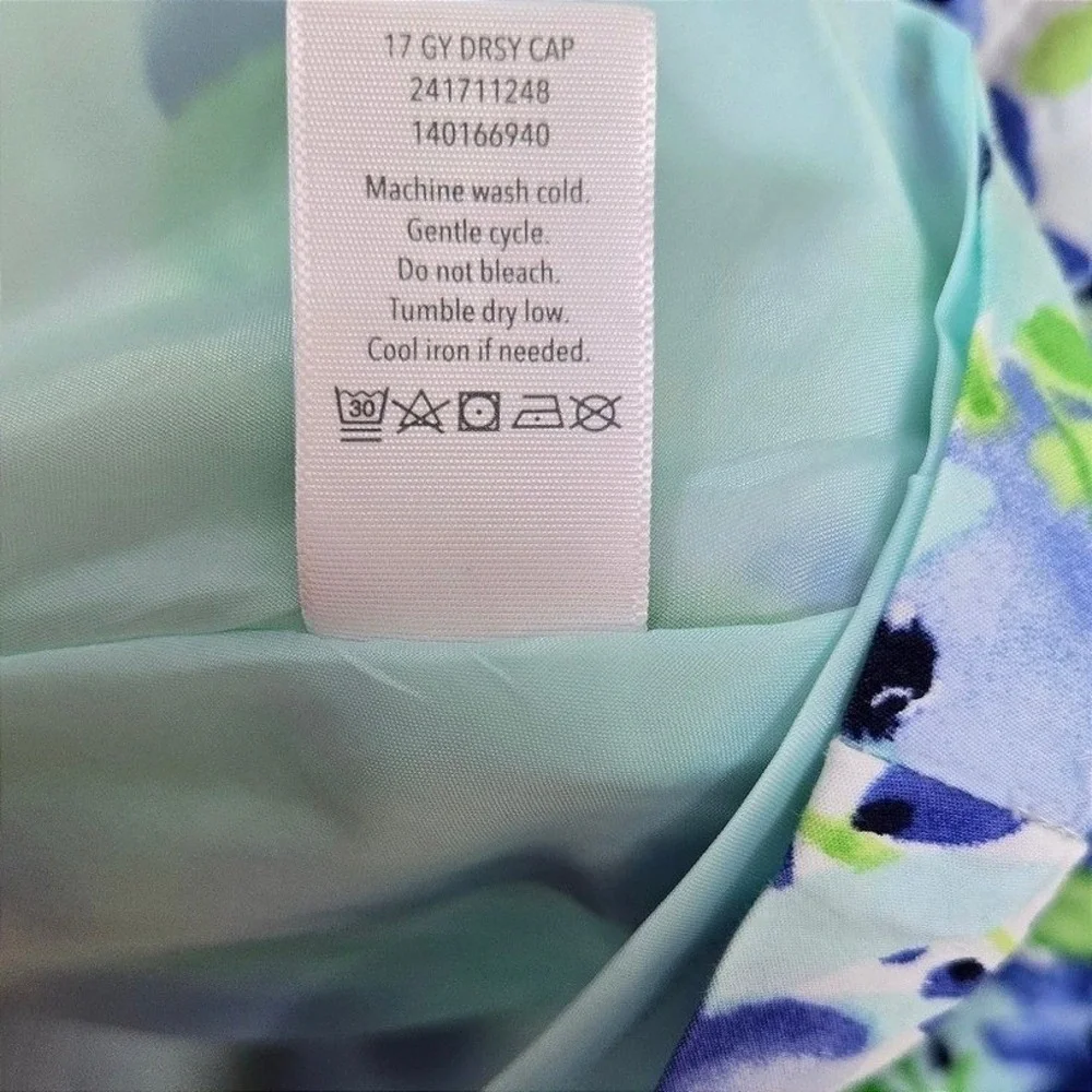 Gymboree Womens Blue Garden Floral‎ Cap Sleeve Fit & Flare Mom Dress 4 Cottage